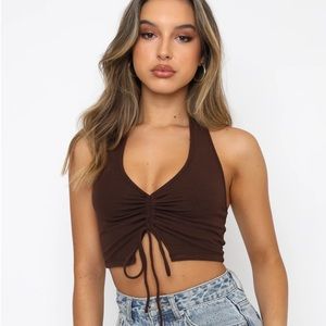 White Fox Boutique Hype It Up Crop Dark Chocolate - Small